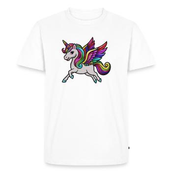 Colorful Winged Unicorn - Men's Premium Organic T-Shirt - white - Front - Nico (187cm)