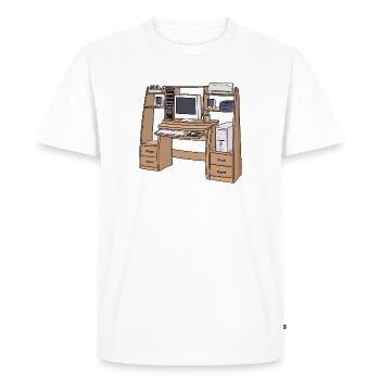 Installation rétro de bureau d’ordinateur dans les années 90 et 2000 Nostalgique - T-shirt Premium bio Homme - blanc - Devant - Nico (187cm)