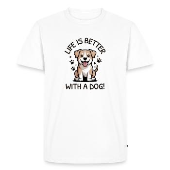 Life Is Better With a Dog - Men's Premium Organic T-Shirt - white - Front - Nico (187cm)