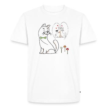 Chat amoureux - T-shirt Premium bio Homme - blanc - Devant - Nico (187cm)