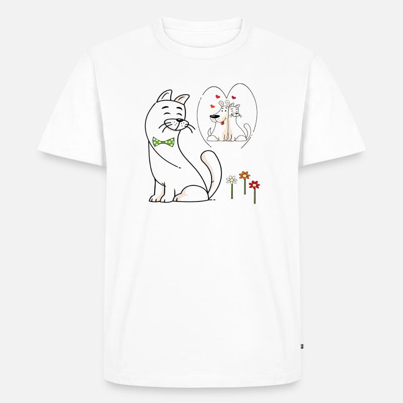 verliebte Katze - Männer Premium Bio T-Shirt - Weiß