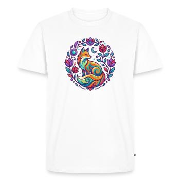 Colorful Fox Flowers Mandala Purple Girl Design - Men's Premium Organic T-Shirt - white - Front - Nico (187cm)