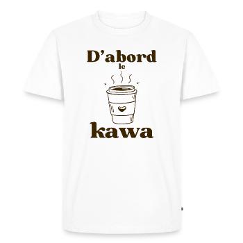 D’abord le kawa  - T-shirt Premium bio Homme - blanc - Devant - Nico (187cm)