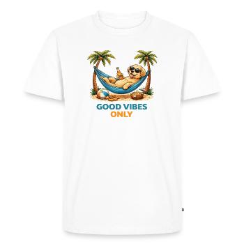 Chiot dans le hamac – Mode Relax - T-shirt Premium bio Homme - blanc - Devant - Nico (187cm)