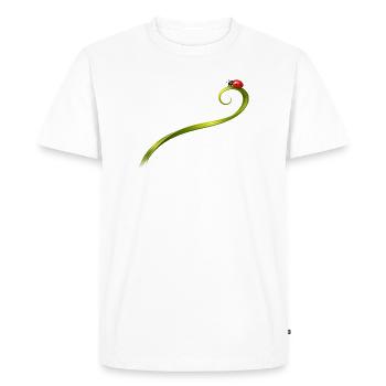 Coccinelle sur un brin d’herbe courbé - T-shirt Premium bio Homme - blanc - Devant - Nico (187cm)