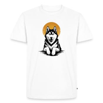 Portrait rétro du chien Siberian Siberian Sun Dog - T-shirt Premium bio Homme - blanc - Devant - Nico (187cm)