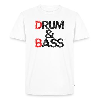 Drum & Bass / Musique du groupe Drum & Ass Drummer - T-shirt Premium bio Homme - blanc - Devant - Nico (187cm)