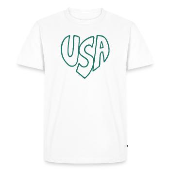 Logo d’écriture en forme de cœur américaine Style rétro - T-shirt Premium bio Homme - blanc - Devant - Nico (187cm)