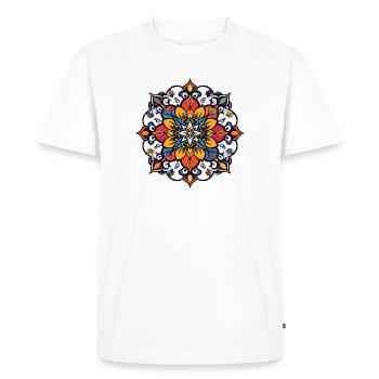 Fleurs de Mandala Fleurs : Jeu abstrait symétrique des couleurs - T-shirt Premium bio Homme - blanc - Devant - Nico (187cm)