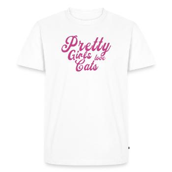 Chat rose : Expression d’amour - T-shirt Premium bio Homme - blanc - Devant - Nico (187cm)