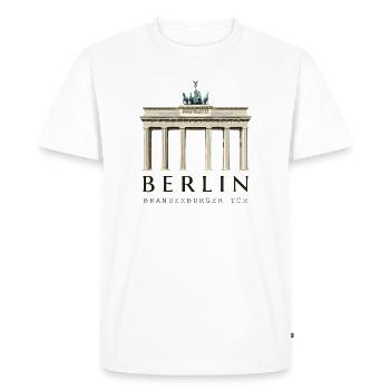 Porte de Berlin Brandebourg dessinée à la main - T-shirt Premium bio Homme - blanc - Devant - Nico (187cm)