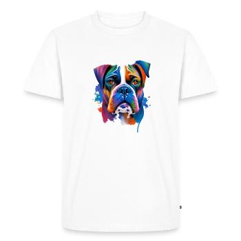 Portrait du chien boxer peinture à l’huile vibrante - T-shirt Premium bio Homme - blanc - Devant - Nico (187cm)