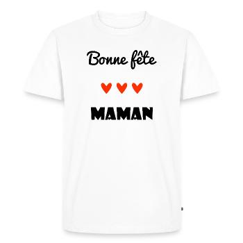 BONNE FÊTE. BONNE FÊTE MAMAN. MAMAN. FÊTE DES MÈRE - T-shirt Premium bio Homme - blanc - Devant - Nico (187cm)