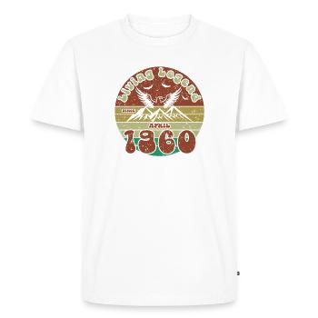66e anniversaire : Légende vivante depuis VIN 04/1960 - T-shirt Premium bio Homme - blanc - Devant - Nico (187cm)