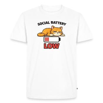 T-shirt graphique Cat à batterie faible - T-shirt Premium bio Homme - blanc - Devant - Nico (187cm)