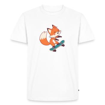 Renard skateur sur planche à roulettes - T-shirt Premium bio Homme - blanc - Devant - Nico (187cm)