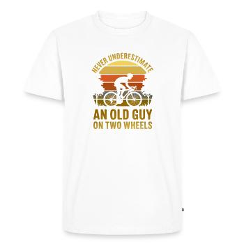 Retro Sunset Cyclist - Men's Premium Organic T-Shirt - white - Front - Nico (187cm)