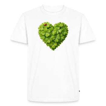 Heart of shamrocks with ladybug - Men's Premium Organic T-Shirt - white - Front - Nico (187cm)