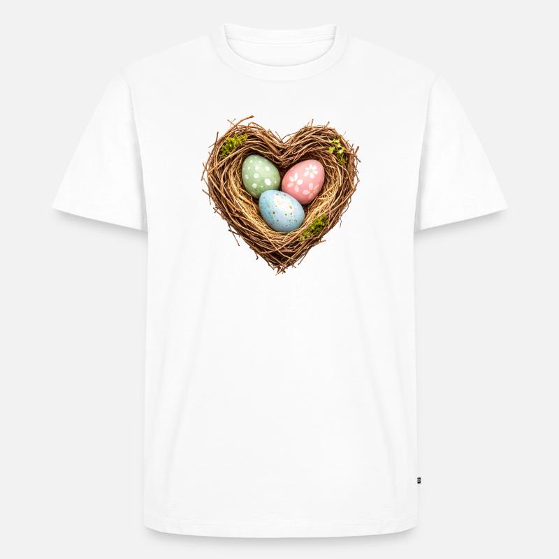 Herzförmiges Osternest mit Eiern - Männer Premium Bio T-Shirt - Weiß