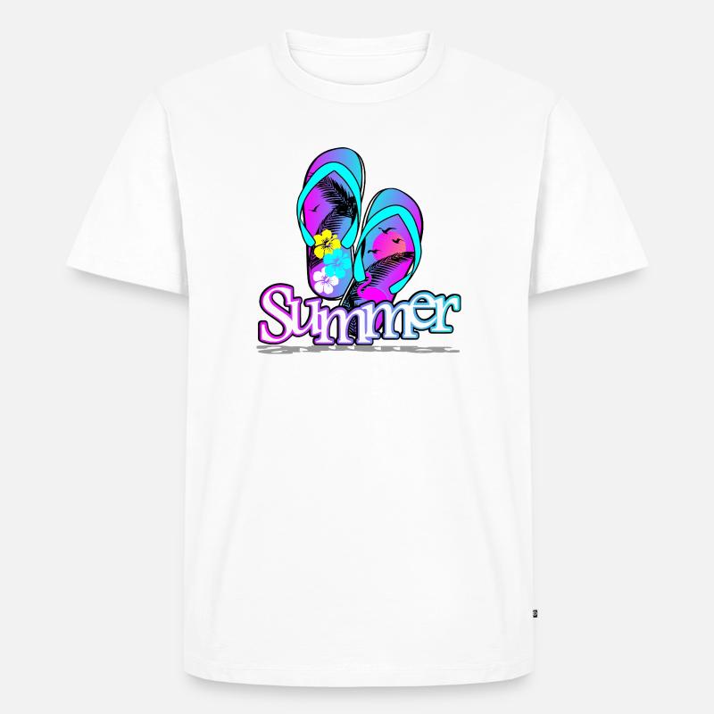 Sommer Flipflop - Männer Premium Bio T-Shirt - Weiß