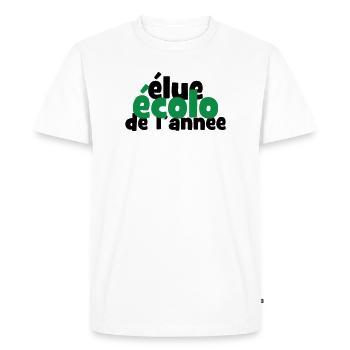 Distinction Elue Ecolo Année Typo - T-shirt Premium bio Homme - blanc - Devant - Nico (187cm)