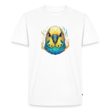 Living budgie color explosion - Men's Premium Organic T-Shirt - white - Front - Nico (187cm)