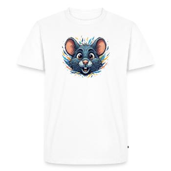 Cheerful rat in a fire of color - Men's Premium Organic T-Shirt - white - Front - Nico (187cm)