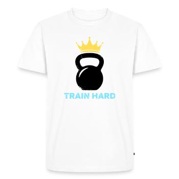 Entraînement à couronne avec kettlebell - T-shirt Premium bio Homme - blanc - Devant - Nico (187cm)
