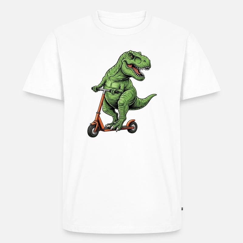 Dinosaurier-Roller T-Rex auf Scooter-Geschenken - Männer Premium Bio T-Shirt - Weiß