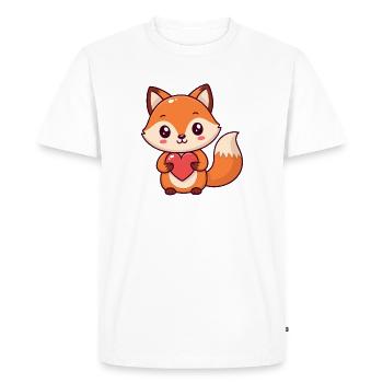 Kawaii Fox Colorful Heart - Men's Premium Organic T-Shirt - white - Front - Nico (187cm)