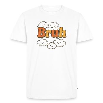 Bruh Clouds Glitter Typography - Men's Premium Organic T-Shirt - white - Front - Nico (187cm)
