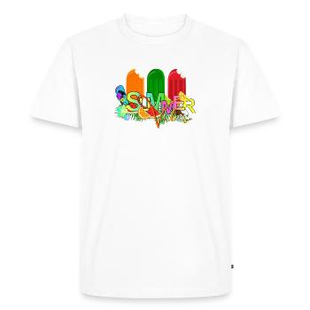 Ambiance estivale - T-shirt Premium bio Homme - blanc - Devant - Nico (187cm)