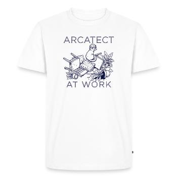 Worker's cat at work - Men's Premium Organic T-Shirt - white - Front - Nico (187cm)