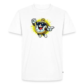 Playful stopwatch with sunglasses - Men's Premium Organic T-Shirt - white - Front - Nico (187cm)