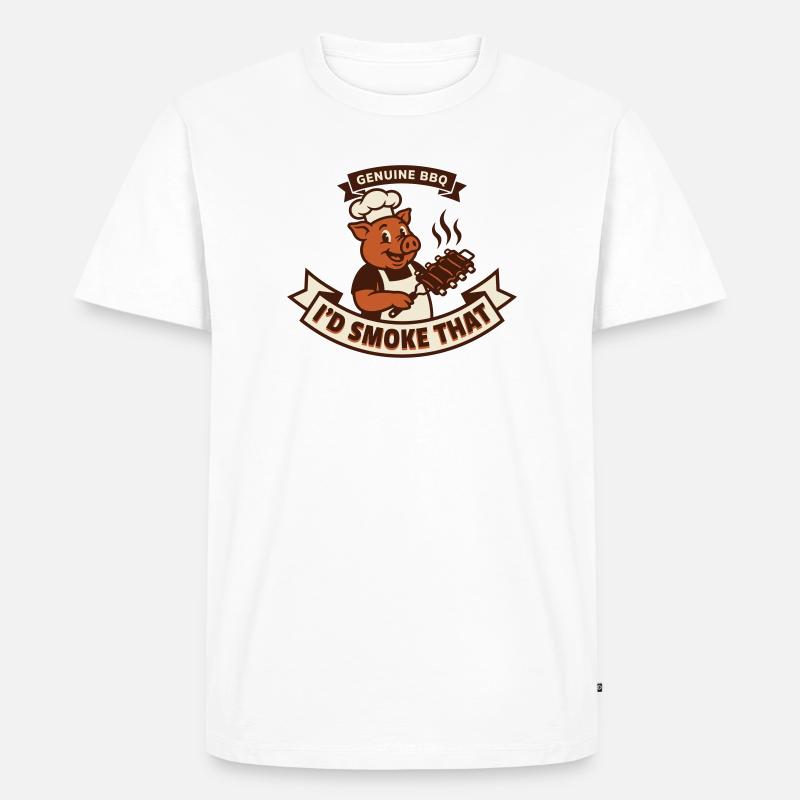 Pig Pitmaster BBQ Rubs und Rippchen - Männer Premium Bio T-Shirt - Weiß