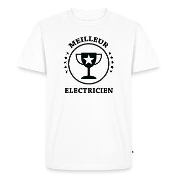 Meilleur Électricien : Le Trophée de la Qualité - T-shirt Premium bio Homme - blanc - Devant - Nico (187cm)
