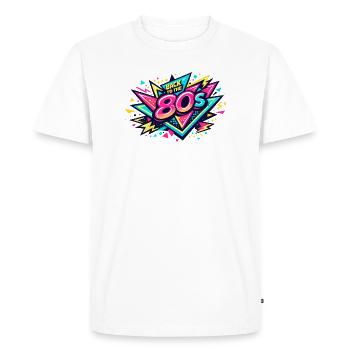 Back to the 80s Neon Burst - Men's Premium Organic T-Shirt - white - Front - Nico (187cm)