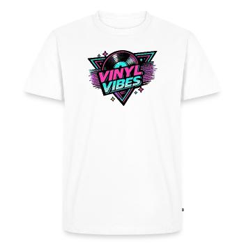 Vinyl Vibes Neon Retro - Men's Premium Organic T-Shirt - white - Front - Nico (187cm)