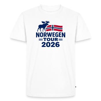 Aventure en Norvège Tour 2026 - T-shirt Premium bio Homme - blanc - Devant - Nico (187cm)