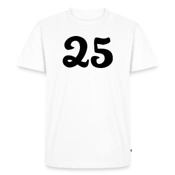 25. 25 ANS. 25e ANNIVERSAIRE. ANNIVERSAIRE 25 ANS. - T-shirt Premium bio Homme - blanc - Devant - Nico (187cm)