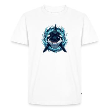 Orca in Lightning – Ocean Orca Illustration - Men's Premium Organic T-Shirt - white - Front - Nico (187cm)