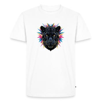 Neon Panther Head with Paint Splashes - Men's Premium Organic T-Shirt - white - Front - Nico (187cm)