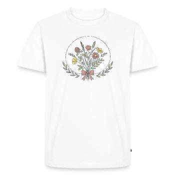 Boho Blumen Flowers Line Art  - Men's Premium Organic T-Shirt - white - Front - Nico (187cm)