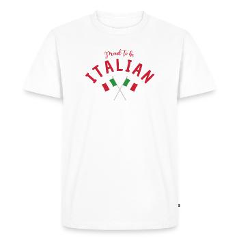 Fiers d’être italiens avec des drapeaux croisés - T-shirt Premium bio Homme - blanc - Devant - Nico (187cm)