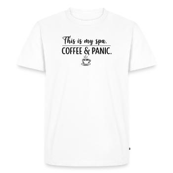 Café & Spa Panique - T-shirt Premium bio Homme - blanc - Devant - Nico (187cm)