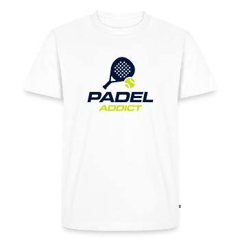 Padel Addict Funny Padel Lover Shirt - Men's Premium Organic T-Shirt - white - Front - Nico (187cm)