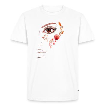 Boho Line Art Floral Design - Men's Premium Organic T-Shirt - white - Front - Nico (187cm)