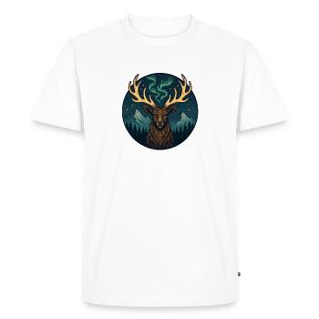 Northern Lights Moose in Mountain Landscape - Men's Premium Organic T-Shirt - white - Front - Nico (187cm)