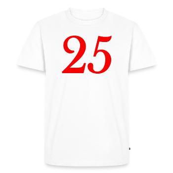 25. 25 ANS. 25e ANNIVERSAIRE. ANNIVERSAIRE 25 ANS. - T-shirt Premium bio Homme - blanc - Devant - Nico (187cm)