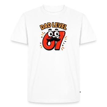 Papa Niveau 67 Six Sept Meme Père Papa Humour - T-shirt Premium bio Homme - blanc - Devant - Nico (187cm)